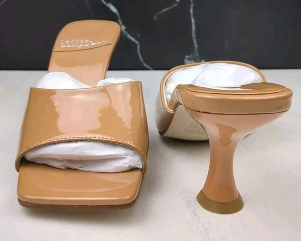 Jeffrey Campbell Mr-Big Slide Sandal in Dark Nude Patent, Size 5.5