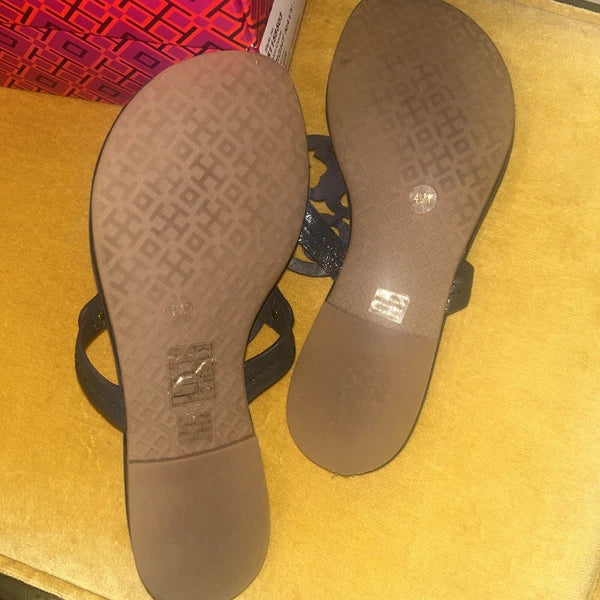 Tory Burch Navy Sparkle Miller Sandal Size 4.5-Style 51158503-NWB