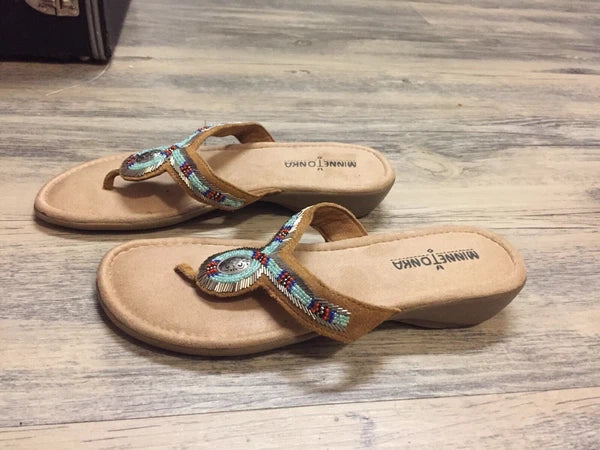 NWOBox Minnie Tonka Beaded Flip Flop Style Sandals Sz 7