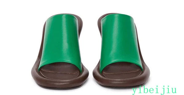 Summer Women's High Spool Heel Mules Dress Slides Slippers Party Sandals Fashion