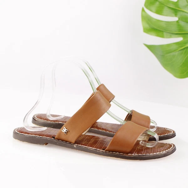 Sam Edelman Womens Gala Sandal Size 9 Cognac Tan Leather Slide Strappy Resort x