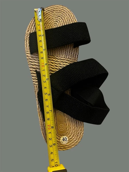 Black Woven Strap with Straw Style Sole Sandals Size 9.5 (40)