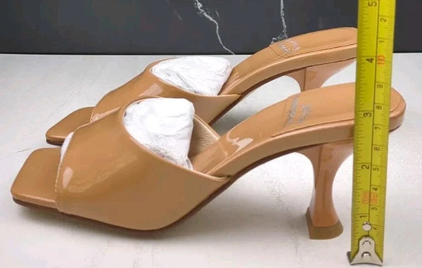 Jeffrey Campbell Mr-Big Slide Sandal in Dark Nude Patent, Size 5.5