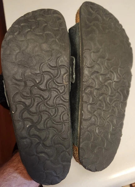 BIRKENSTOCK Flip Flop EUR 41 265 L10 M8 Black Straps Brown Sandals Strap Shoes