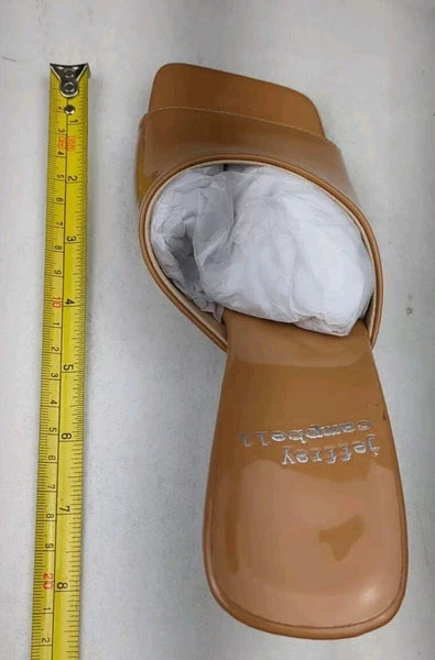 Jeffrey Campbell Mr-Big Slide Sandal in Dark Nude Patent, Size 5.5