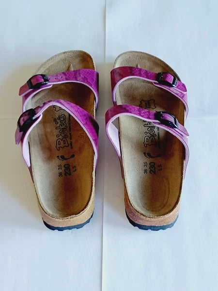 Birkenstock Birkis Sandals Women's 5 36 Purple Snakeskin Print Sandals Shoes