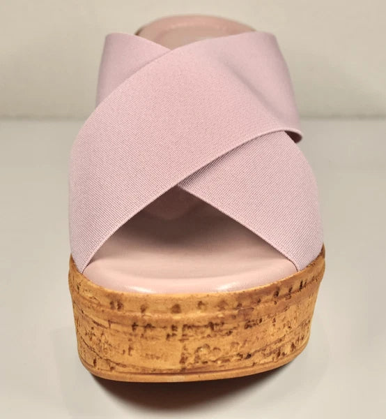 ITALIAN SHOEMAKERS NIB $120 NAIBE  CRISSCROSS PINK PLATFORM SLIDE SANDAL. 8.5 M