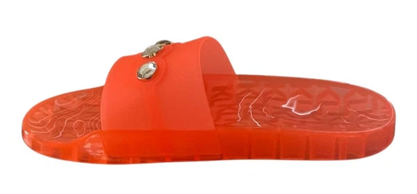 Karl Lagerfeld Paris Bijou Fashion Women's Slide Sandal Slipper Orange Size 10