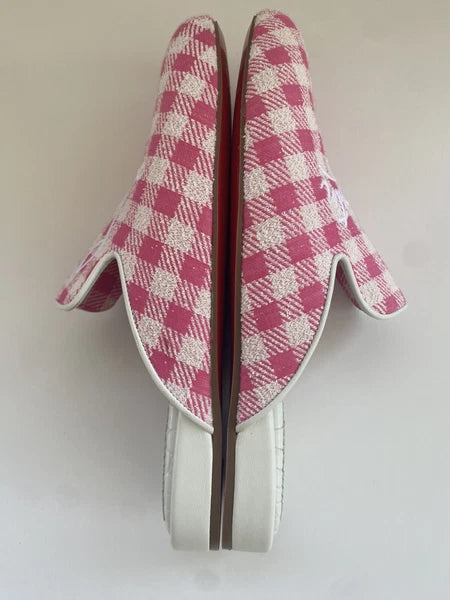 Christian Louboutin NAVY COOLITO Check Mules Slippers Slides Sandals  38.5 $750