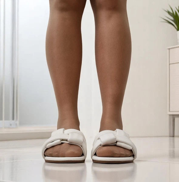 New Women's Black White Flat Sliders Sandals Mules Shoes Ladies Holiday Slides