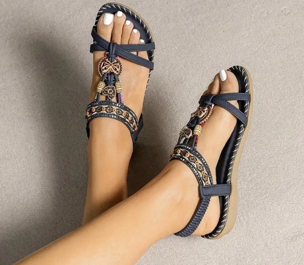 Boho Style Beach Beaded Sandals - Size 37/7