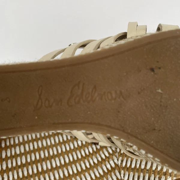 Sam Edelman DEVON Wedge Sandal Size 8M Modern Ivory Strappy Platform Slide Shoes