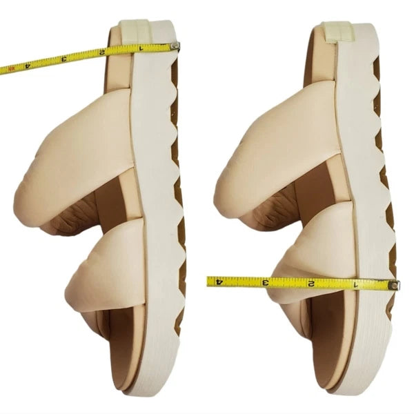 Sorel viibe puff twist platform sandals blush leather slip on double strap comfy