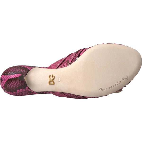 DOLCE & GABBANA Shoes Pink Python Leather Kitten Heels Slides EU37/US6.5 1200usd