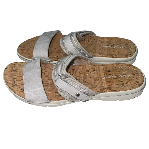 Easy Spirit Sandals Blue or  Silver Slides Cork Adjustable Lightweight Nautical