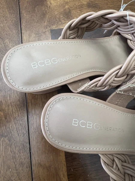 BCBGeneration Sisi Tan Braided Strap Sandals Size 7.5 NWOT