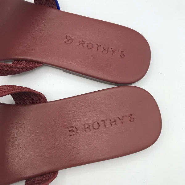 Rothy's Flat Sandals Women's 10 Sangria Red Triple Band Slides Retired Style EUC