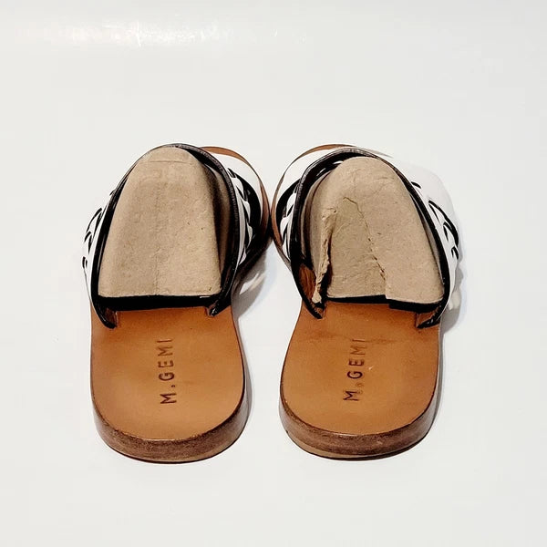 M. Gemi White Leather Flat Braided Strappy Slide Flat Sandals Wms 39EU  8.5-9 US