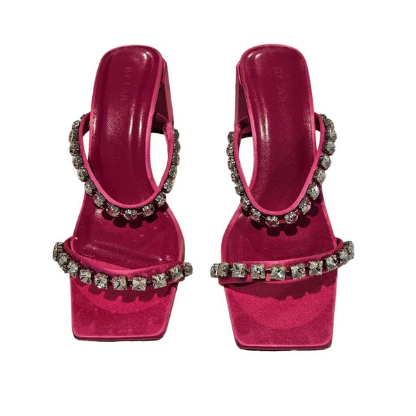 BY FAR Tanya Crystal Embellished Fuchsia Pink Mule Sandals 37 / Size 6 US $504