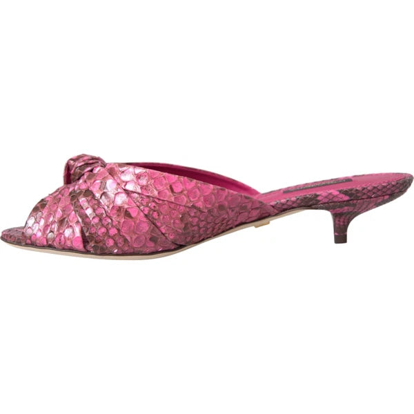 DOLCE & GABBANA Shoes Pink Python Leather Kitten Heels Slides EU37/US6.5 1200usd