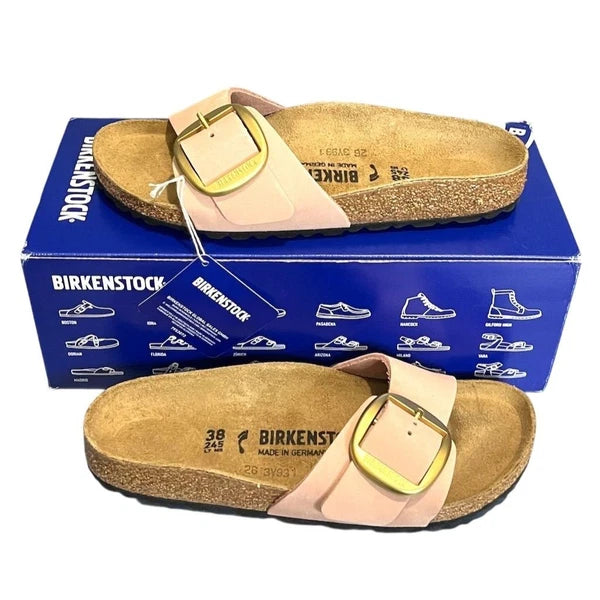 Birkenstock Madrid Big Buckle Women's Pink Leather Slide Sandals 7 Slip On