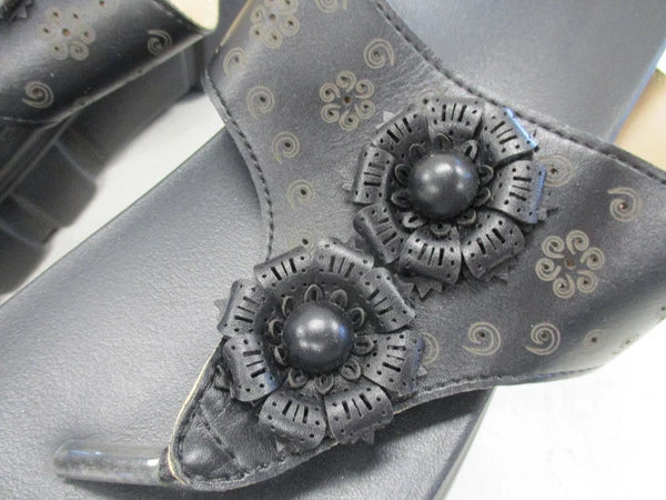 FASHION WOMENS PLATFORM FLIP FLOP SANDALS SIZE 8 BLACK LPN-PM-BJ0382763