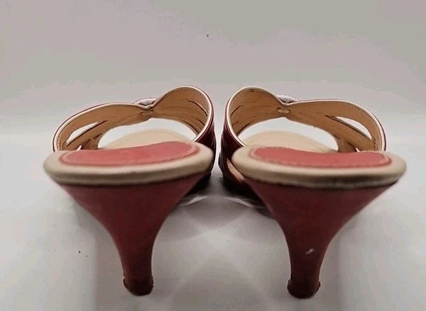 Cole Haan Stunning Leather Kitten Wedge Slides 8.5AA Party Holiday #210