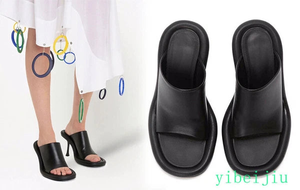 Summer Women's High Spool Heel Mules Dress Slides Slippers Party Sandals Fashion