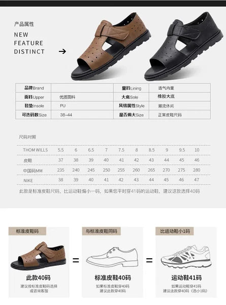 Roman Style British Open Toe Men's Sandals Fashion Hollow Out Flats Shoes Summer