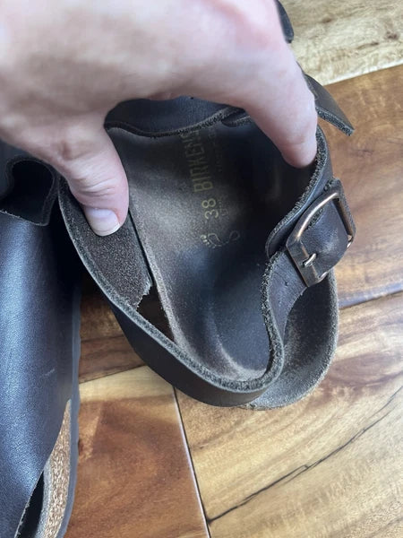 RARE🔥 Birkenstock Birki's Black Heel Strap Sandals Sz 38 L7 M5 Women's Milano