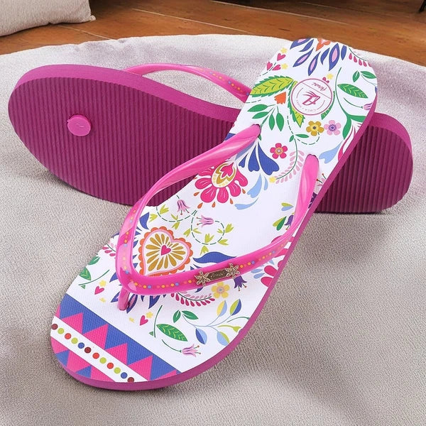 Aerusi Women Fashion Print Summer Beach Thong Flip Flops Non-Slip Casual Sandals