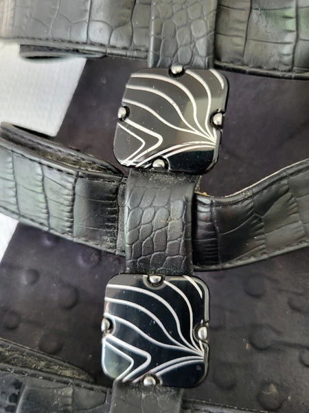 Vionic Womens Amber Black Adjustable Sandals US 1 1 Croc Strappy Slingback