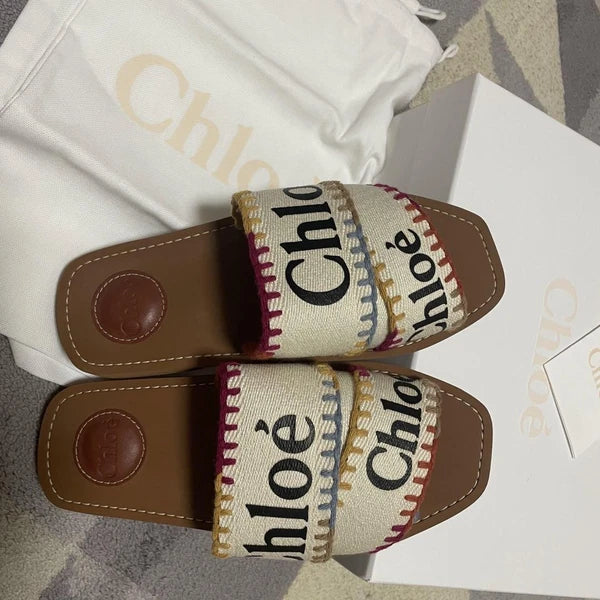 Chloe Sandals Logo Sandals Chloe WOODY SLIDES fashion women beach summer cute