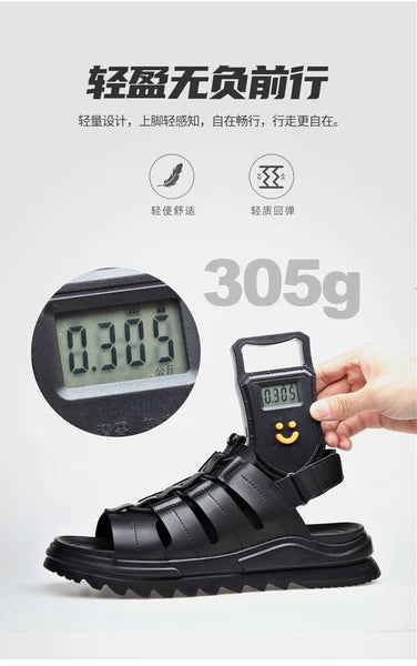 Men's Roman Sandals Leather Flat Open Toe Shoes Beach Summer Outdoor Casual 2025