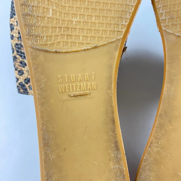 Stuart Weitzman Flatout Leopard Print Wedge Sandal Slide Women's Size 8