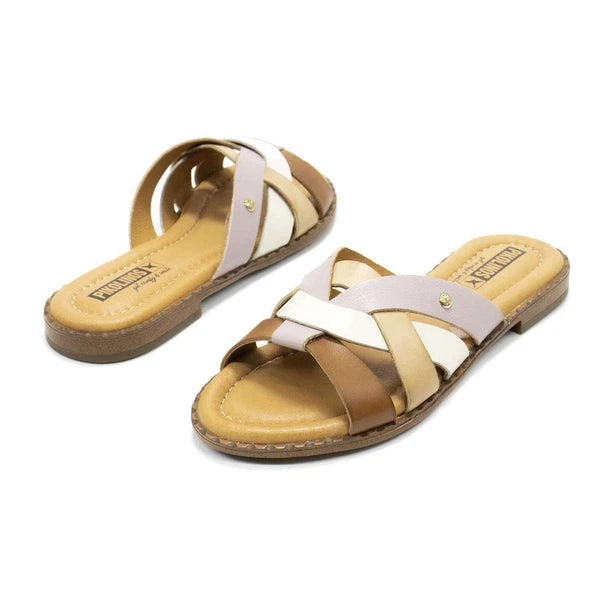 New Pikolinos Algar Leather Slide-On Strap-Design Women’s Flats