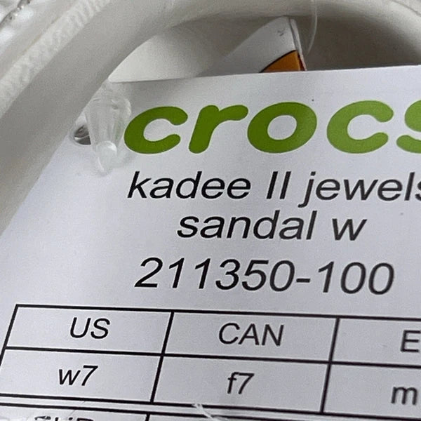 Crocs Kadee II Strappy Sandals Women's 7 White Jewels Summer Slides 211350-100