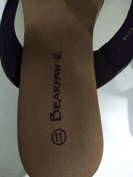 Bear Paw Noelle Dark Brown Slide Wedge Hill Sandals Size 11 Strappy Super Cute