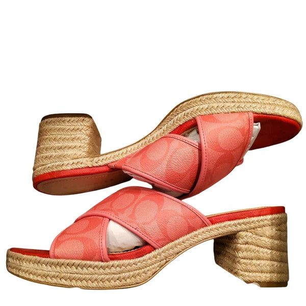 COACH ESPADRILLE SLIDE-ON SANDALS SLOAN IN PINK LEMONADE SIZES 10 & 11 AVAILABLE