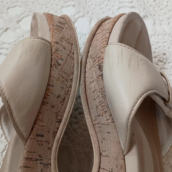 Rag & Bone Platform Sandals Ivory Leather Slide Slip On Flat Cork Mid 7 Women 37