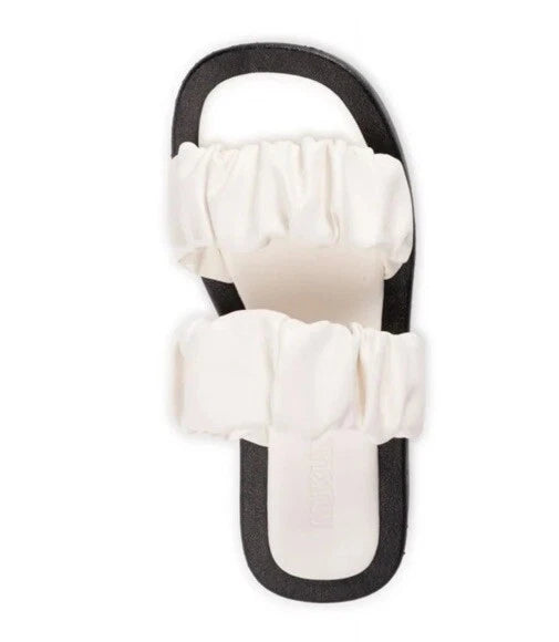 MUK LUKS Women's Club South Beach Sandals -White/Black Size 7