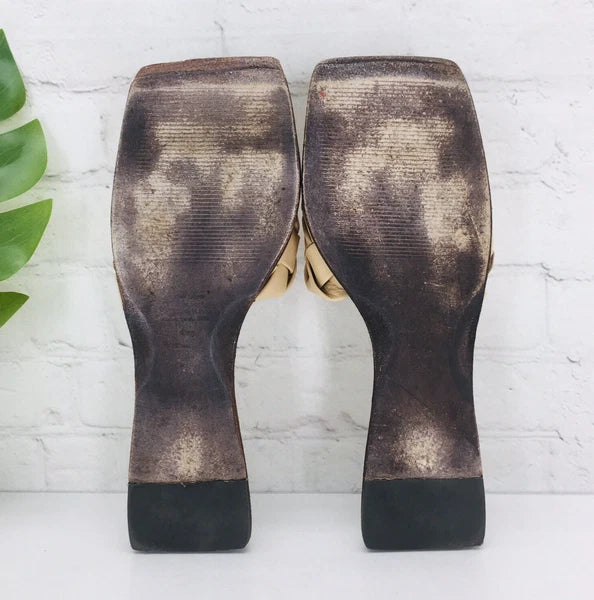 Jeffrey Campbell Womens Sandal Size 9/40 Costello Tan Woven Leather Slide