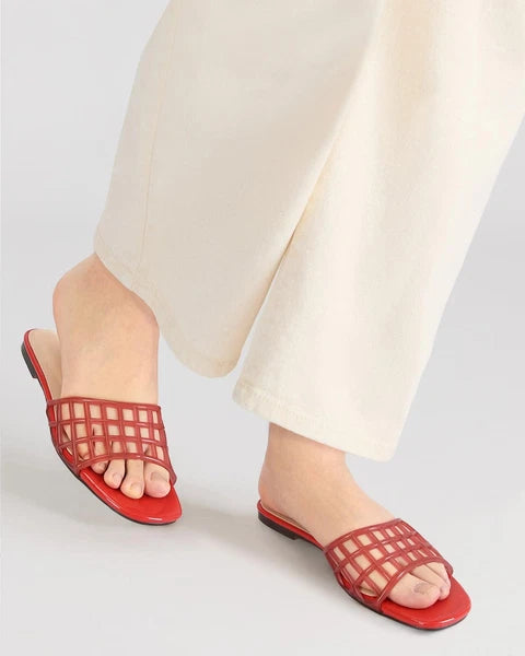 Jelly Slides Sandals for Women Clear Hollow Slip on Mesh Jelly Flats Sandals ...