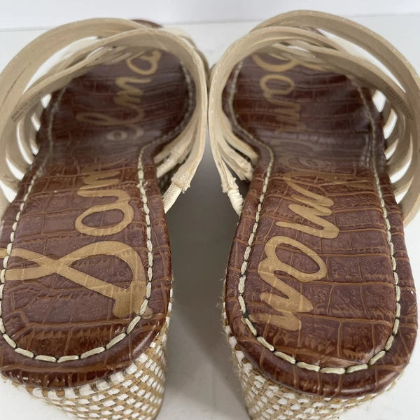 Sam Edelman DEVON Wedge Sandal Size 8M Modern Ivory Strappy Platform Slide Shoes