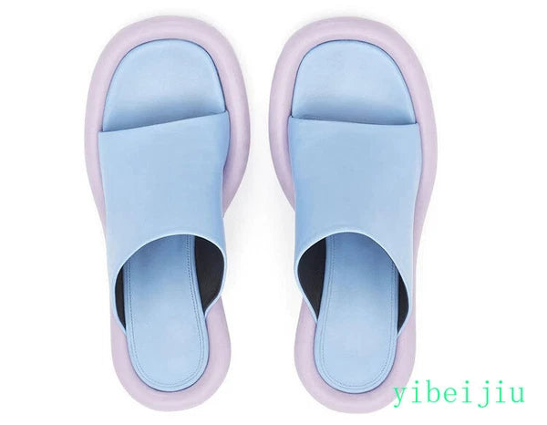 Summer Women's High Spool Heel Mules Dress Slides Slippers Party Sandals Fashion