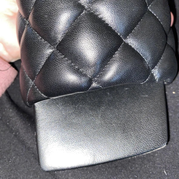 BOTTEGA VENETA Quilted Padded Flat Sandals In Black Leather 37.