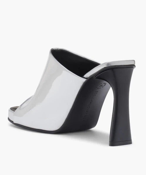 Stella Mccartney Ladies Silver Metallic Elsa Mirror Slide Sandals Mules, 39, 9