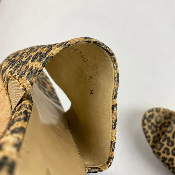 Stuart Weitzman Flatout Leopard Print Wedge Sandal Slide Women's Size 8