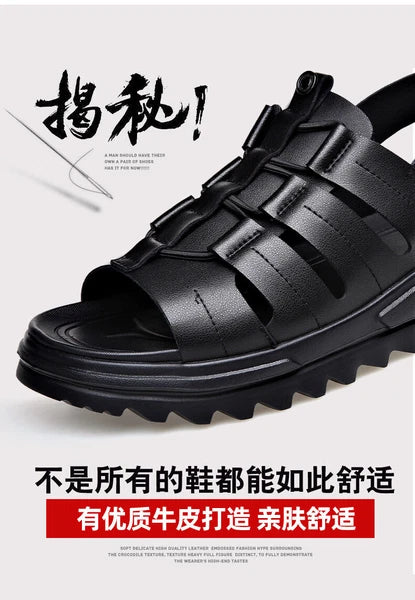 Men's Roman Sandals Leather Flat Open Toe Shoes Beach Summer Outdoor Casual 2025