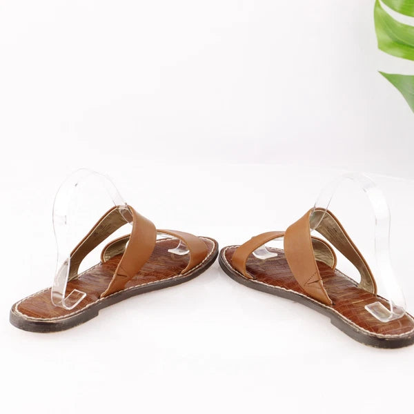 Sam Edelman Womens Gala Sandal Size 9 Cognac Tan Leather Slide Strappy Resort x